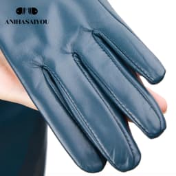 Multiple Colors 50cm Long Leather Gloves, Sheepskin Women's Leather Gloves, Warm Women's Winter Gloves, Simple Women's Gloves-22