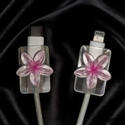 Korean Cute 3D Colorful Floral Charging Cable Protector, Anti-Break Data Cord Winder Organizer Cover Accessories