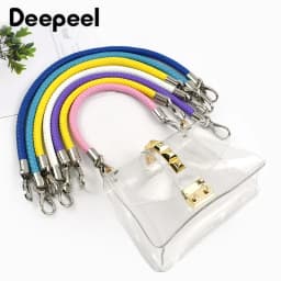 1Pc 40/50/60cm Metal PU Leather Bag Strap Round Rope Silver Buckle Women Handbags Handle Bags Shoulder Straps Purse Accessories
