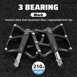 WEST BIKING Lightweight Bicycle Pedals Road Bike Flat Pedals 3 Bearings Titanium/CR-MO Shaft Ultralight Non-Slip Racing Pedals