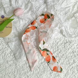 New Luxury Fruit Design Women Long Scarf Chiffon Silk Scarves Rubber Red Tie Black Bag Ribbon Headbands Bag Scarves Neckerchief