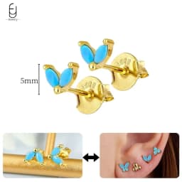 925 Sterling Silver Needle Exquisite Turquoise Silver Earrings for Women Blue Crystal Geometry Pendant Earrings Luxury Jewelry