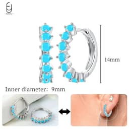 925 Sterling Silver Needle Exquisite Turquoise Silver Earrings for Women Blue Crystal Geometry Pendant Earrings Luxury Jewelry