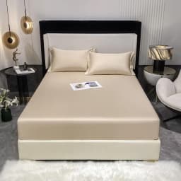 1000TC Premium Egyptian Cotton Fitted Sheet Elastic Bed Sheet, Solid Plain Long Staple Natural Cotton Bed Sheet Pillowcases