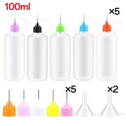 5pcs 10ml-120ml Precision Tip Applicator Bottles NeedleTip Squeeze Glue Bottles with 2 Mini Funnels for DIY Paint Paper Quilling