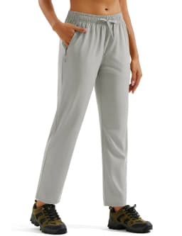 TACVASEN Womens Hiking Pants Lightweight Quick Dry UPF 50 Travel Pants Water Resistant Elastic Waist Golf Pants With Zip Pockets