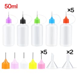 5pcs 10ml-120ml Precision Tip Applicator Bottles NeedleTip Squeeze Glue Bottles with 2 Mini Funnels for DIY Paint Paper Quilling