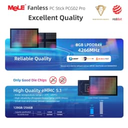 MeLE PCG02 Pro Fanless Stick PC N100 8GB 256GB , Reddot Winner Mini Computer Dual HDMI, WiFi5 Gigabit Ethernet, USB Type-C PD3.0