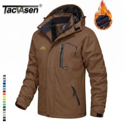 TACVASEN Men's Ski Parka Jacket Waterproof Fleece Lined Insulated Thermal Snowboard Sports Work Winter Jacket with Detached Hood
