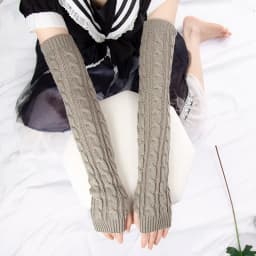 Women's Winter Mitten Knitted Arm Warmers Long Fingerless Gloves Wrist Elbow Oversleeves Soft Girls Clothes Punk Gothic Gloves