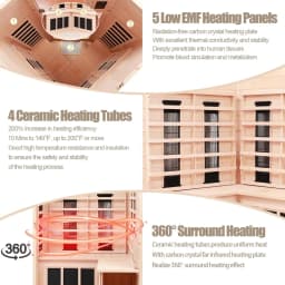 Low EMF Infrared Sauna for 2-3 Person Home Corner Use, Indoor Wooden Spa Room, Custom