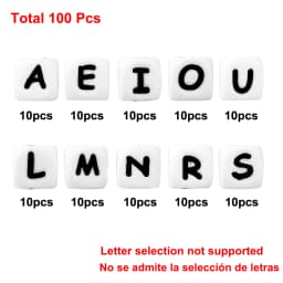 100Pcs 12mm Letter Silicone Beads for DIY Name Jewelry Making Bracelet Necklace Beaded Pen Accessories Keychain Beads Craft