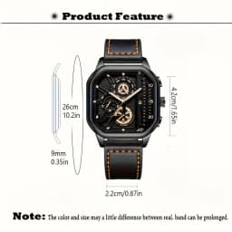 2-Piece Luxury Men's Leather Strap Quartz Watch Set with Calendar - Perfect Gift for School, Graduation, Men Gift