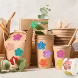 500pcs Laser Flower Sticker Roll Cute Flower Shape Sealing Sticker Color Waterproof Self-adhesive Sticker Gift Packaging Sticker