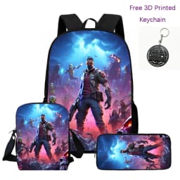3Pcs Kids Backpack Set, Crossbody & Pencil Bag, FORTNITE Cartoon Bag, Lightweight for Boys Girls 6-10, Free 3D Printed Keychain