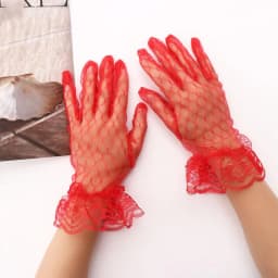 White mesh fingered short bridal gloves, sexy transparent wrist length Wedding gloves, suitable for women's wedding accessories