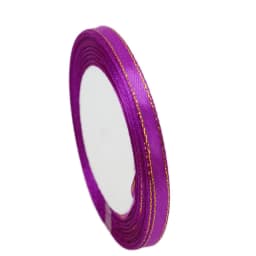 (25 Yards/roll) 6mm Gold Edged Single Face Satin Ribbon Wholesale Gift Packing Christmas Decoration Manual DIY Ribbons Fabric