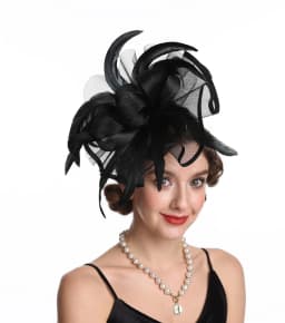 2026 Elegant Women's Fascinator Hat with Mesh and Big Feather Hair Clip Headpiece for Weddings Tea Party Hair Accessories