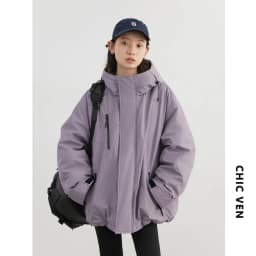 CHIC VEN Women Down Jacket Loose Outdoor Stand Up Collar Hooded 90 White Duck Down Lady Sport Coat Winter 2024 Female Clothing