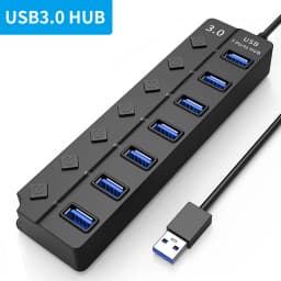 USB HUB 3.0 USB 2.0 Hub Multi USB Splitter Hub Use Power Adapter 4/7 Port Multiple Expander USB 3.0 Hub with Switch 30CM Cable