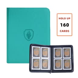 Holds 160 Cards|Trading Card Binder for 3”×4”Cards | 4-Pocket Double-sided Album |PU Leather Zipper Folder for Sports Cards