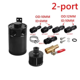 Universal Air Oil Separator Car 2-Port/3-Port Oil Catch Can 1 Outlet+2 Inlet With Breathing Filter And Oil Drain Valve Filter