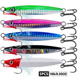 PROBEROS 5Pcs 3D Eyes Metal Jig Lure 10g 15g 20g 30g 40g 60g Bionic Bait Saltwater Shore Casting Fishing Lure Fishing Tackle