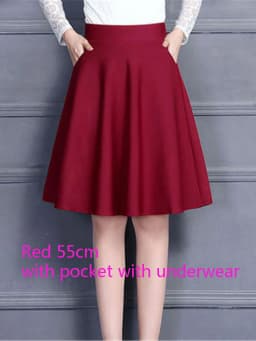 Skirts Women Size M-3XL Pleated Solid Pocket Elastic Waist Middle Skirt Trendy All-match Office Lady Skin-friendly Elegant