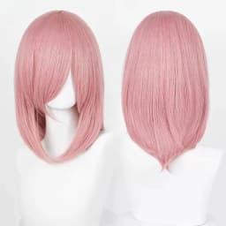 High Quality 40cm Medium Cosplay Wig With Bang Blond Pink Red Purple Blue Gray Heat Resistant Synthetic Hair Wigs