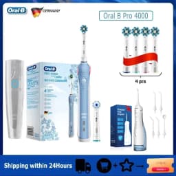Oral B Electric Toothbrush Pro 4000 3D Action Daily Clean Teeth Visible Pressure Sensor 4 Modes Gum Cares Waterproof Rechargeabl