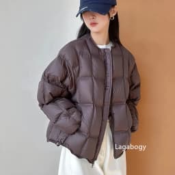 Lagabogy 2025 Autumn Winter Fluffy Light Puffer Jacket Women Baseball Collar Thicken Warm Oversized White Duck Down Short Coat