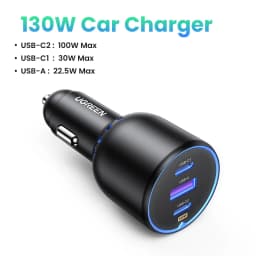 【New-in】UGREEN 130W Car Charger Fast Charging PD Quick Charger USB Type C Phone Charge For iPhone 14 13 12 Pro Max Tablet Laptop