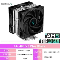 DEEPCOOL AG400 4 Heat Pipe CPU Air-Cooled Cooler ARGB PWM TDP 220W CPU Radiator for LGA1700 1200 115X 1151 1155 AMD AM4 AM5