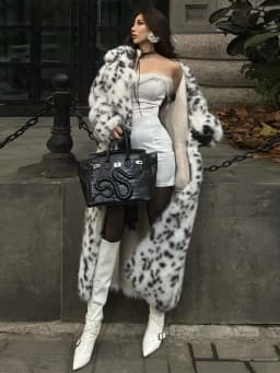 Women Leopard Print Long Faux Fur Coat Oversized Lapel Open Front Thick Warm Maxi Jacket 2026 Winter Y2k Luxury Lady Outerwear