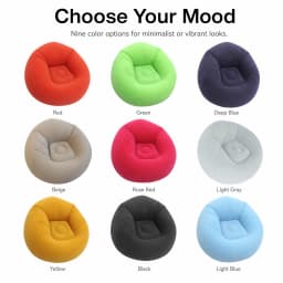Flocking Inflatable Ball Sofa Portable Round Air Bean Bag Chair Foldable Leisure Inflatable Couch for Bedroom Living Room Indoor Home Furniture