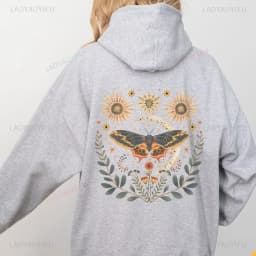 Bug Goblincore Moon Phases Moth Hoodie Luna Moth Sweatshirt Dark Academia Clothing Cottagecore Top Witchy Sweater Insect Tshirt