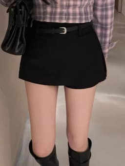 High Waist A-Line Skirt Suit Black Women's Korean Style Belted Half-length Skirt Commute Standard Fit Summer Collection