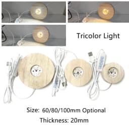 Dimmable Wooden USB Switch Desktop Decorative Lights Colorful Gradient Remote Control Light Base Display Light Support Ornament