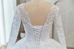 Real Photo 2027 New Bead Crystal White Long Sleeve Lace Bottom Vintage Wedding Dresses For Brides Plus Size Maxi Beautiful Dress