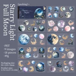18pcs Large size Starry Night Light Die-cutting PET Sticker book DIY Scrapbook Album Diary Stationery Decoration Sticker