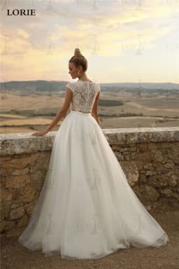 LORIE Vintage Lace Wedding Dresses A Line Cap Sleeve 2 Pieces Bridal Gowns Top Lace Country Wedding Dress Robe de mariée