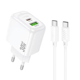 HOCO Dual Port PD30W Quick Charging Phone Charger EU Plug For iPhone 17 16 15 QC3.0 PD Wall Travel Adapter For Samsung S21 S22