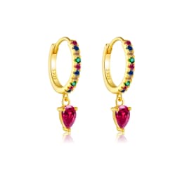 DPLAOPA 100% 925 Sterling Silver Water Drop Color Zircon Hoop Earrings 2024 Simple Advanced Fine Gift Jewelry For Women