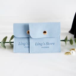 100Pcs Customized Logo 8x8cm Jewelry Microfiber Snap Bag Velvet Envelope Button Pouch Portable Travel Gift Organizer Ring Pocket