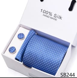 Classic Style 65 Colors Sales Silk Tie Handkerchief Cufflink Set Men Necktie Box Solid Color Sky Blue Fit Wedding Office Cravat