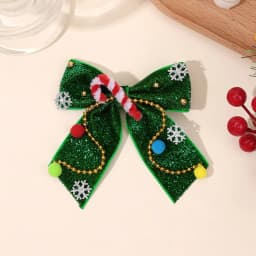 New Year Christmas Bow Hair Clips Christmas Tree Decoration Hairpins Glittery Colorful Pom Poms Barrette For Girls Accessories