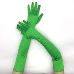 Women 55cm Satin Flash Drill Shiny Long Gloves Retro Campus Dance Party Wedding Bride Stage Performance Opera