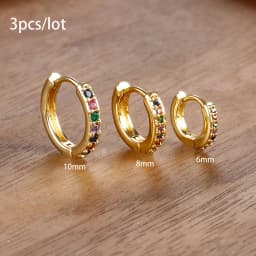 3 PCS/Set Simple Stainless Steel Crystal Small Hoop Earring Women Tiny Gold Color Cartilage Piercing Earring Minimalism Jewelry
