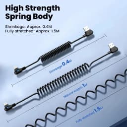 120W 6A USB C Fast Charging Cable Elbow Stretch Spring Data Cord For iPhone Samsung Xiaomi Huawei Phone Car Charge Type C Cable