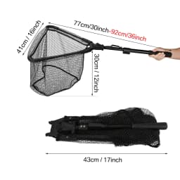 55cm-190cm Telescopic Fishing Net for Salmon Fly Carp Catfish Trout Floating Landing Net Easy Catch & Releasee Foldable
